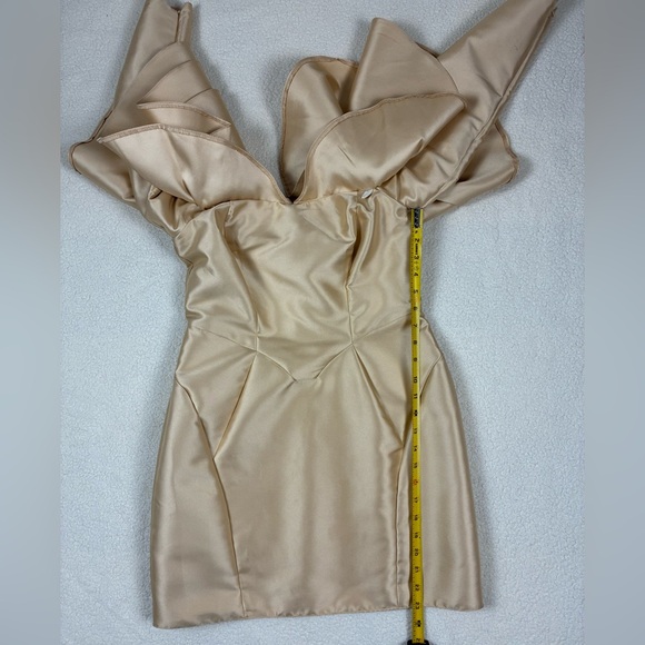 ASOS Off-Shoulder Gold Mini Dress US Size 6 - Picture 13 of 13